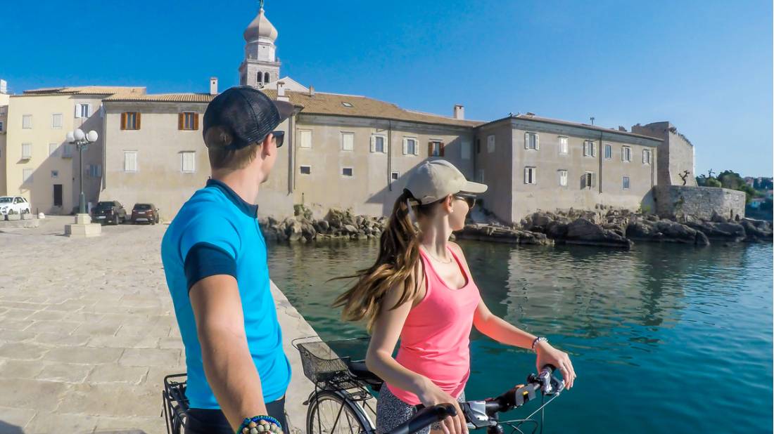 Ride bikes around beautiful Krk in Croatia