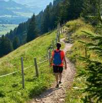 Hiking in the Nagelfluh mountains in Germany.