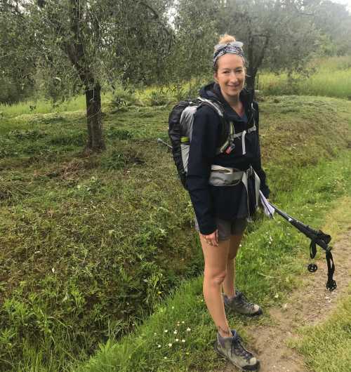 Allie hiking the Via Francigena in Italy