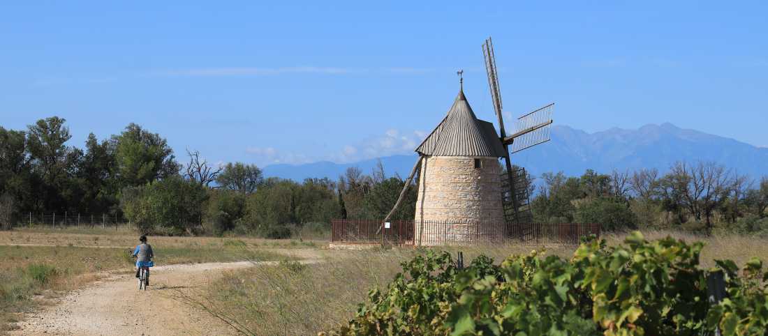 Cycle by windmills in Catalonia