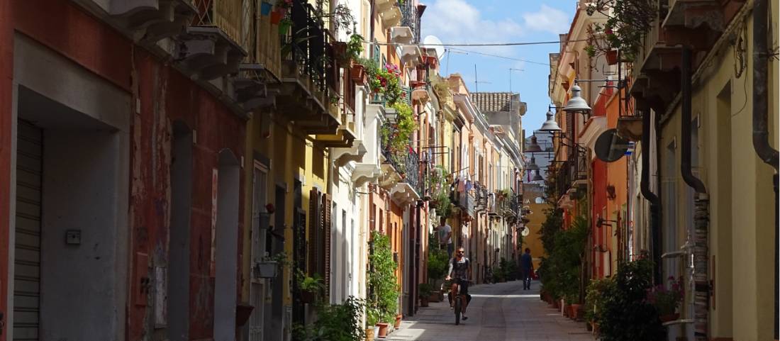 Sardinian street scene with a cyclist |  <i>15070958</i>